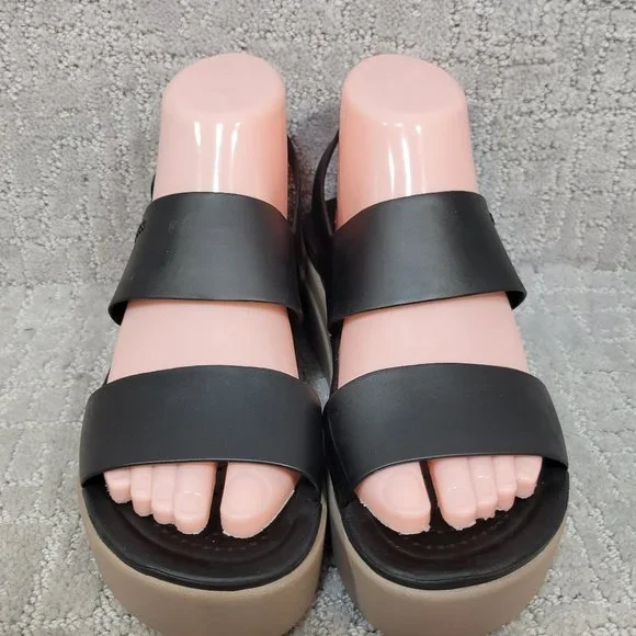 Crocs Brooklyn Womens Size US 7 Black Low Wedge Open Toe Strappy Sandal - Picture 4 of 11